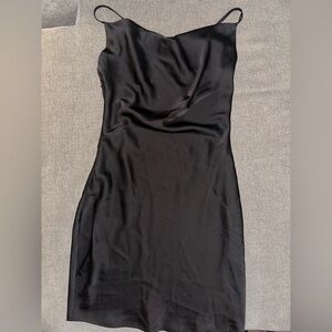 SHEIN Black Satin Criss Cross Cami Bodycon Dress